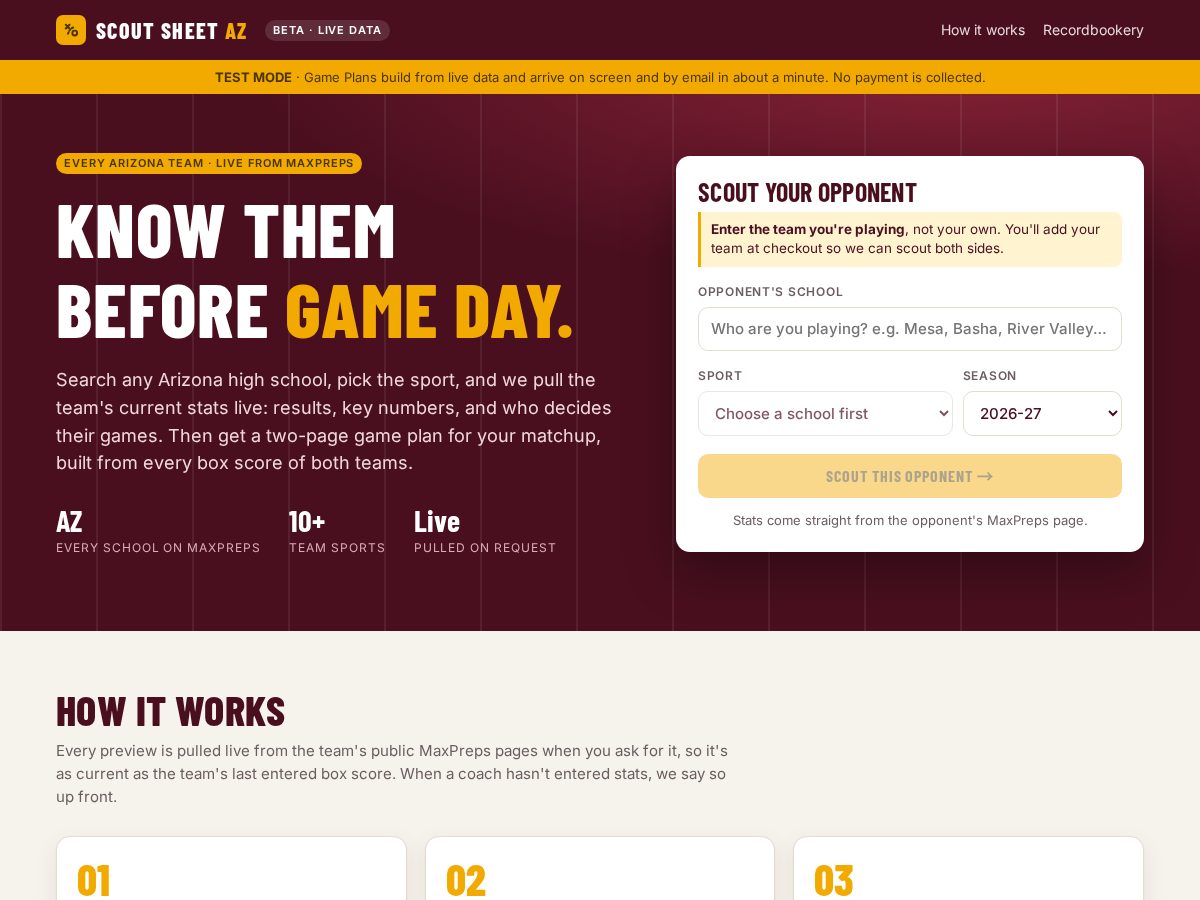 Landing-page snapshot of thescoutsheet.com