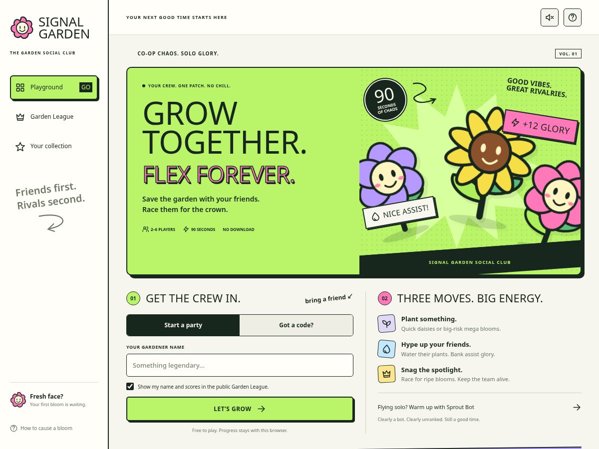 Landing-page snapshot of thesignalgarden.online