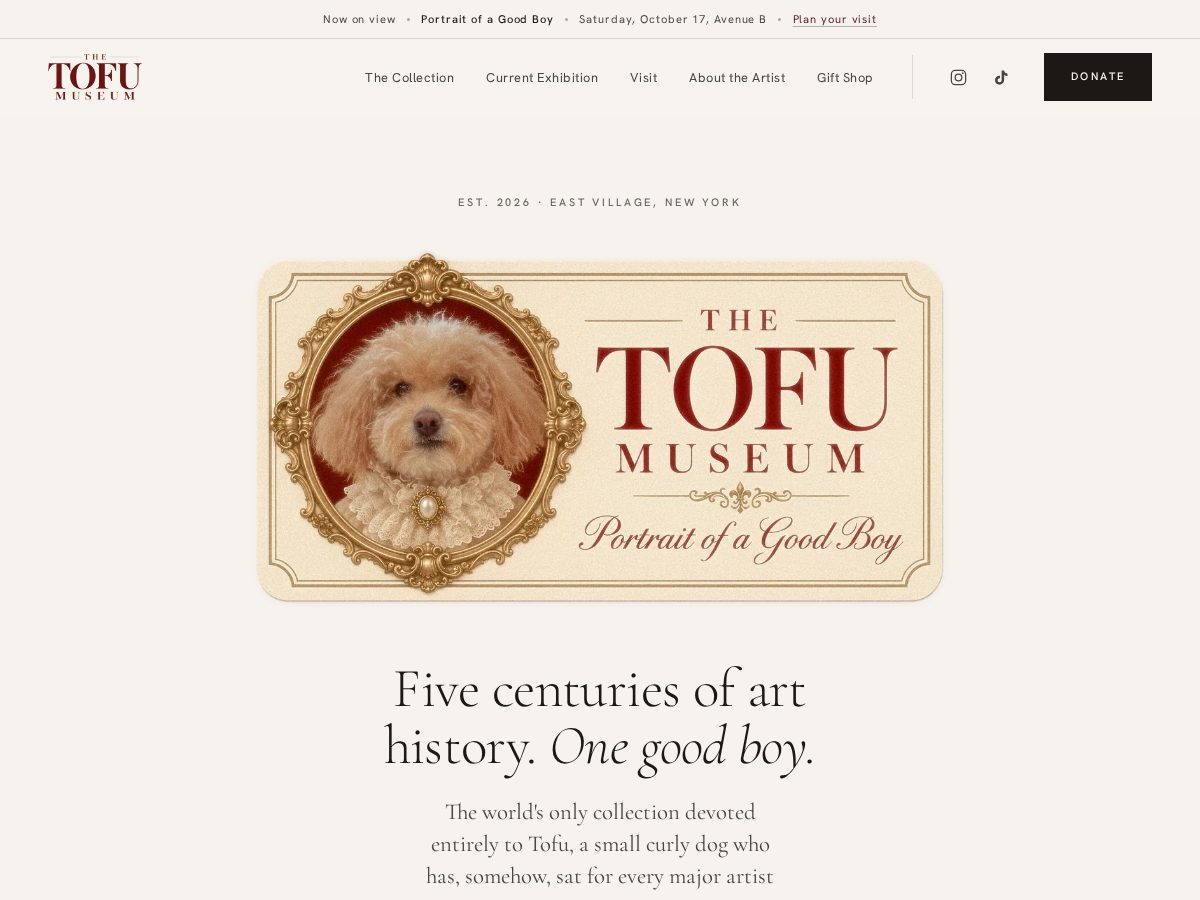 Landing-page snapshot of thetofumuseum.org