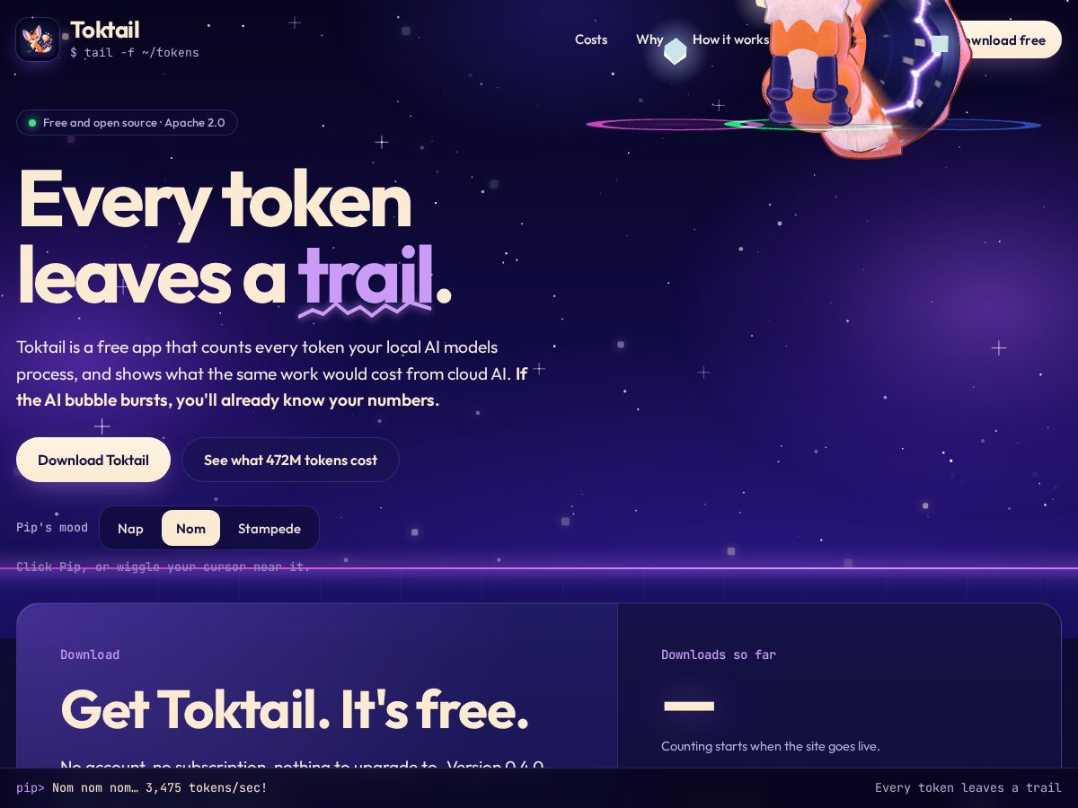Landing-page snapshot of toktail.app