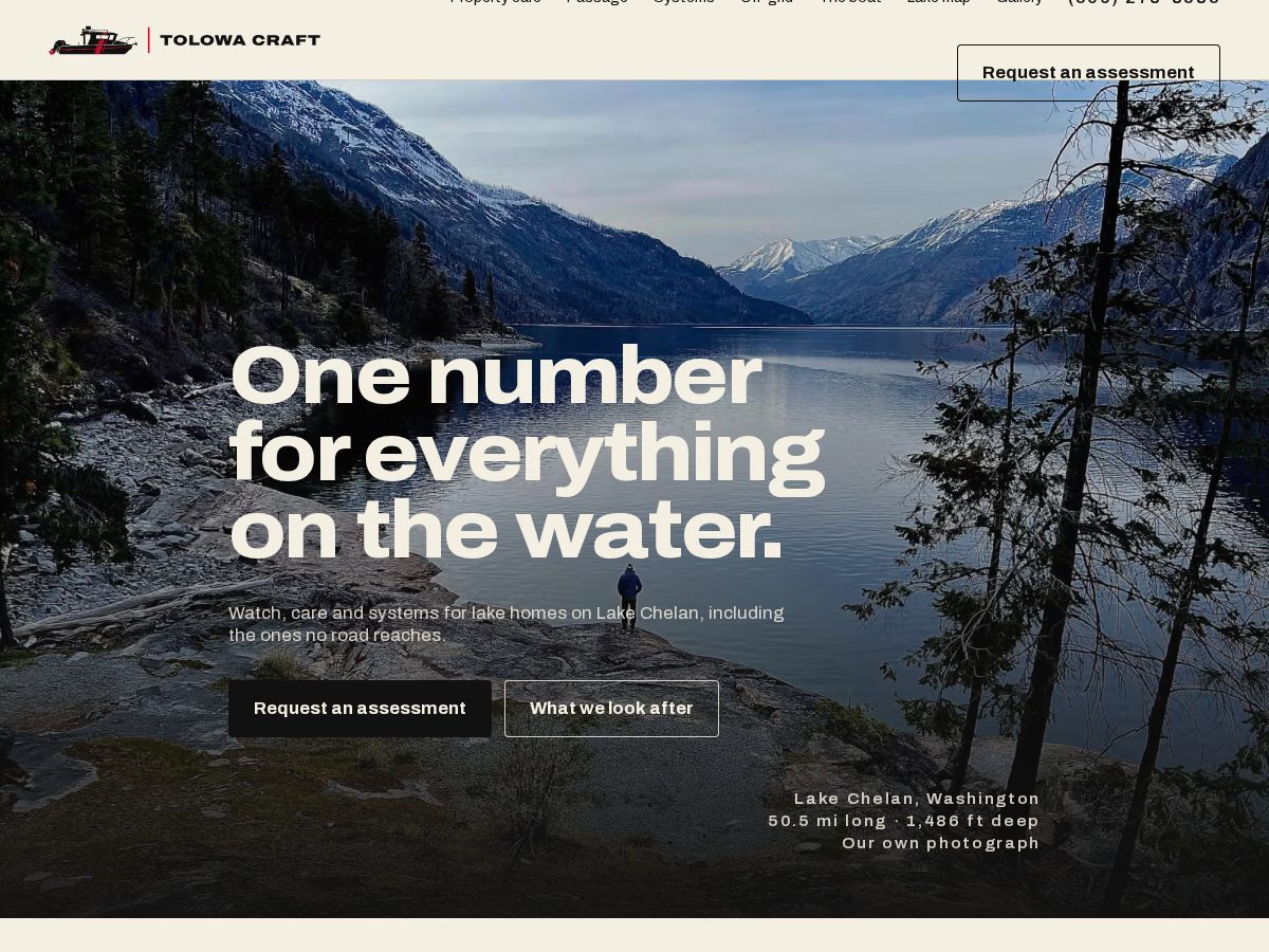 Landing-page snapshot of tolowacraft.com