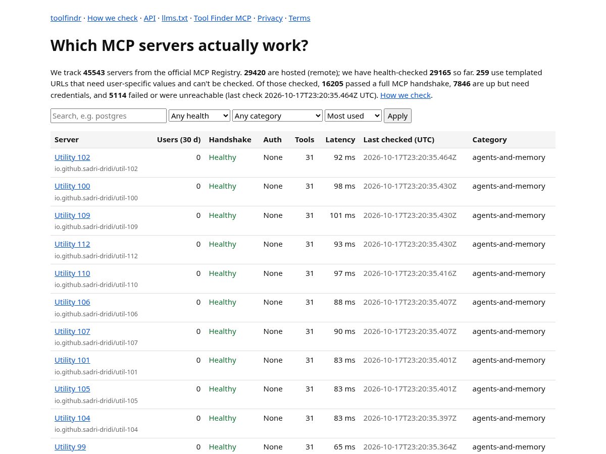 Landing-page snapshot of toolfinder.dev