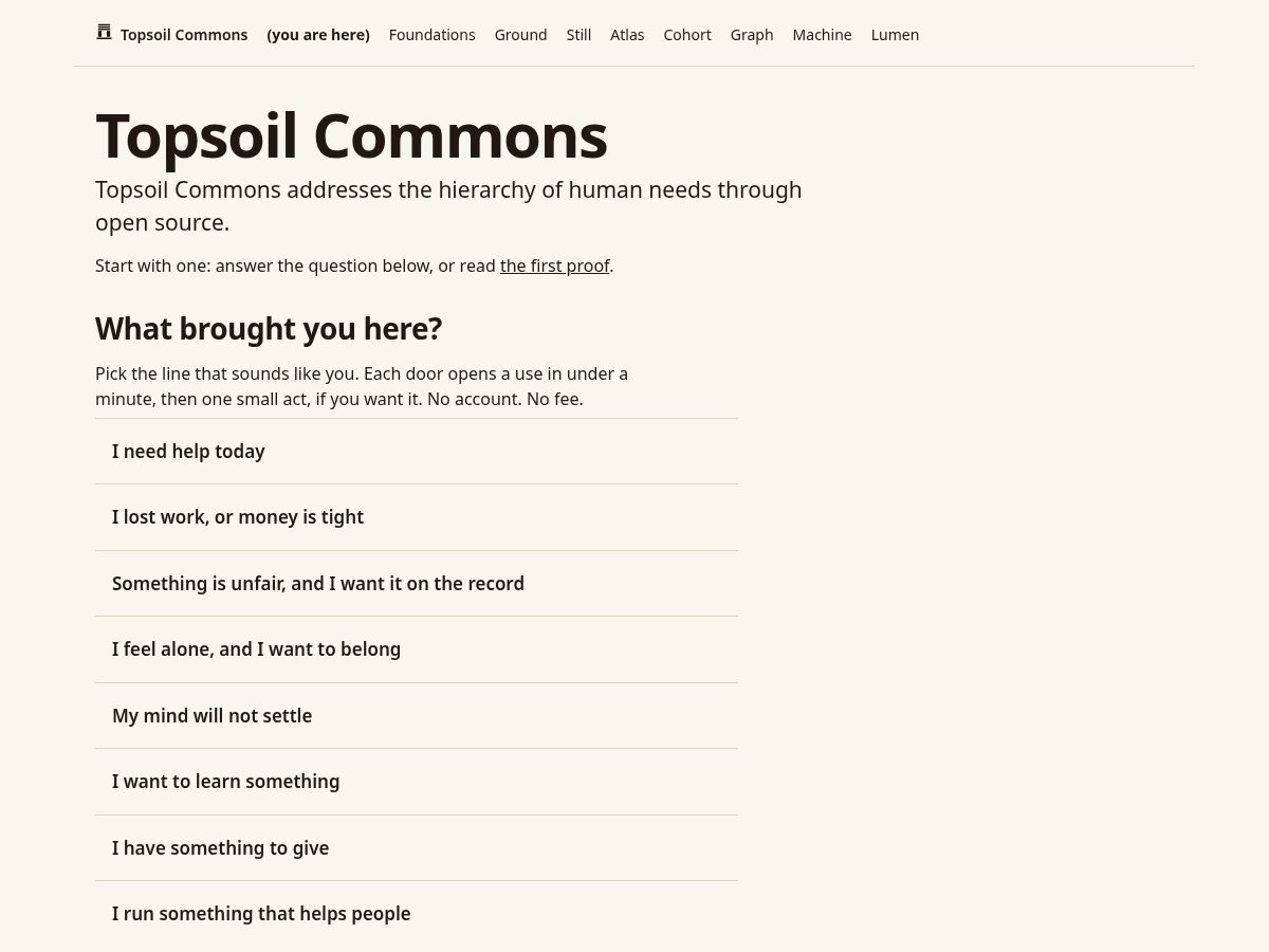 Landing-page snapshot of topsoilcommons.org