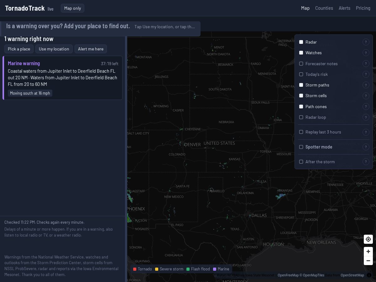 Landing-page snapshot of tornadotrack.app