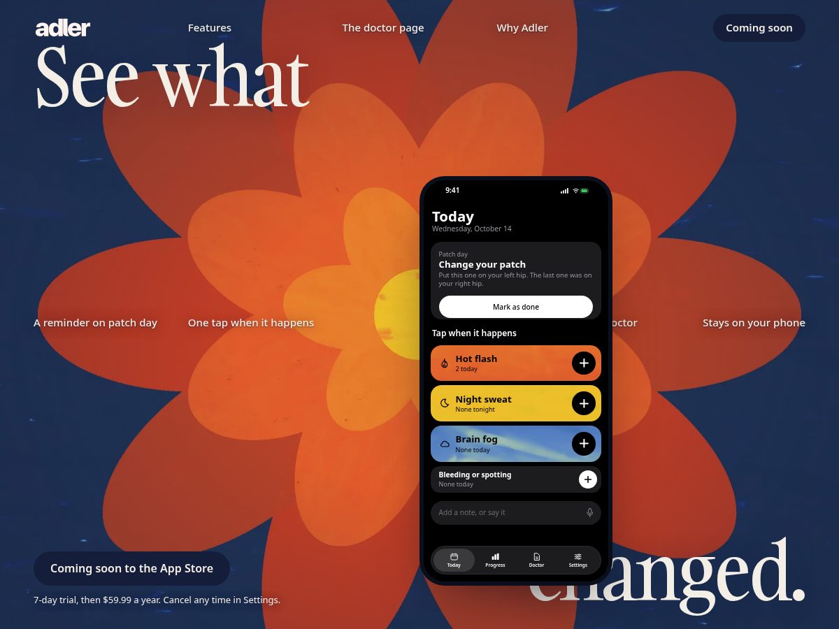 Landing-page snapshot of tryadler.app