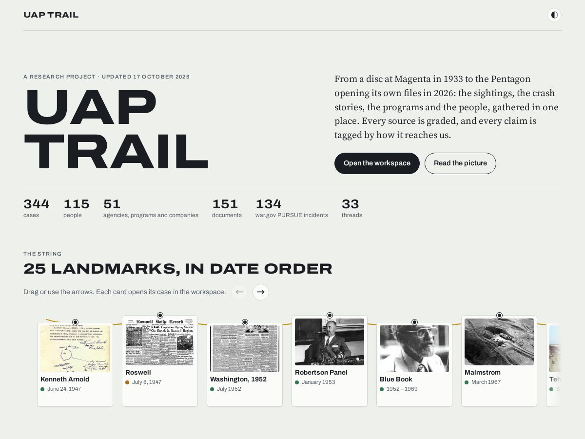 Landing-page snapshot of uaptrail.com