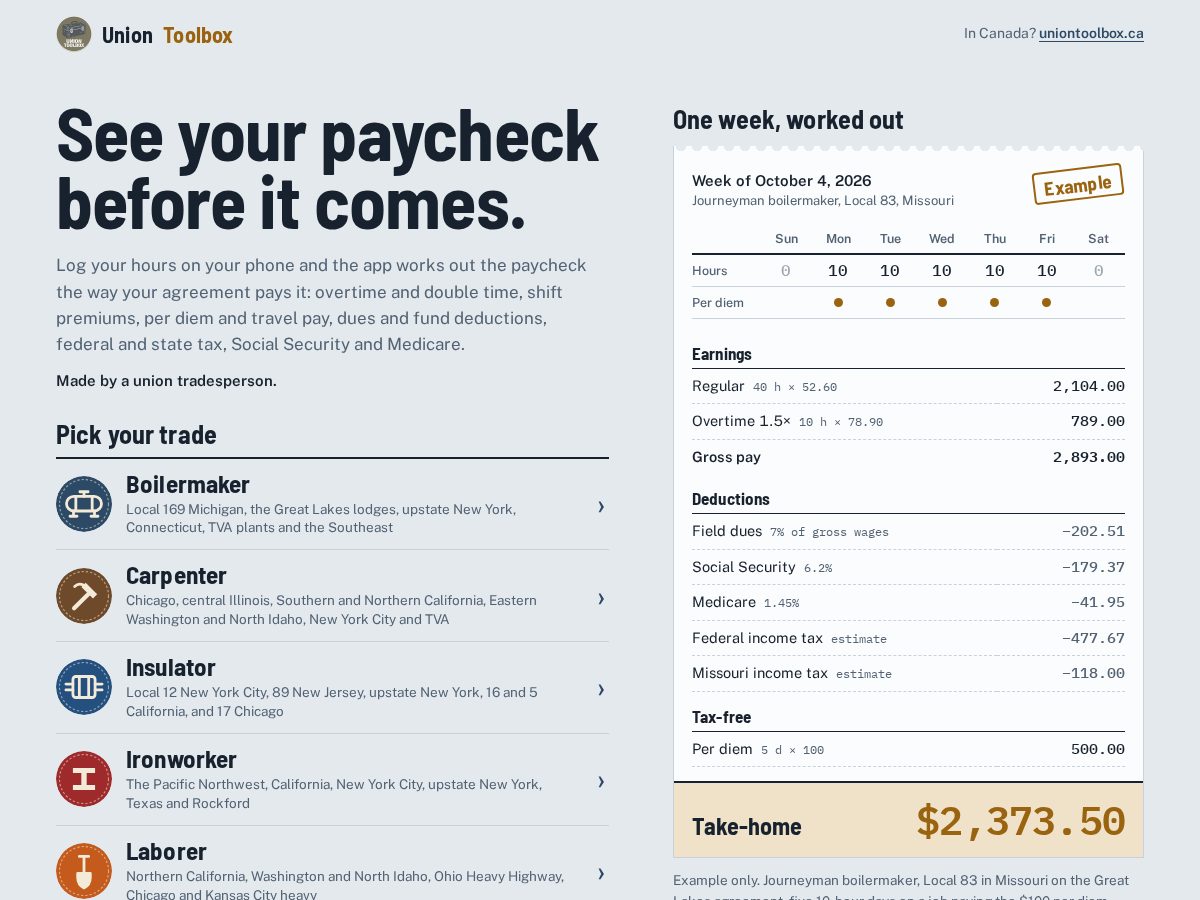 Landing-page snapshot of uniontoolbox.com