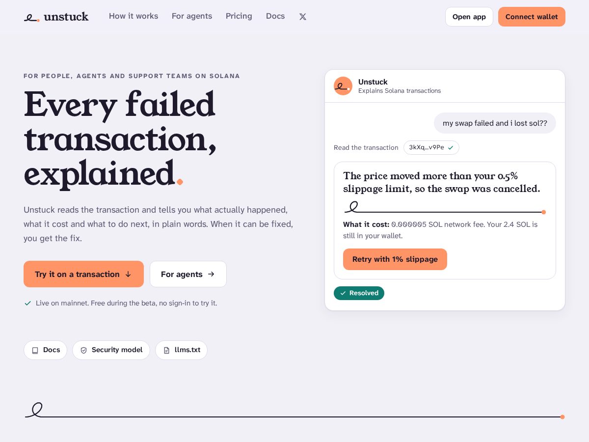 Landing-page snapshot of unstucksol.com