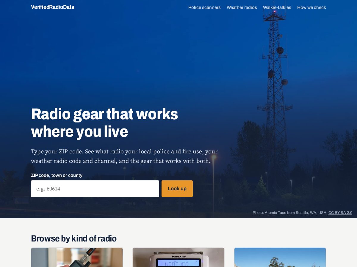 Landing-page snapshot of verifiedradiodata.com