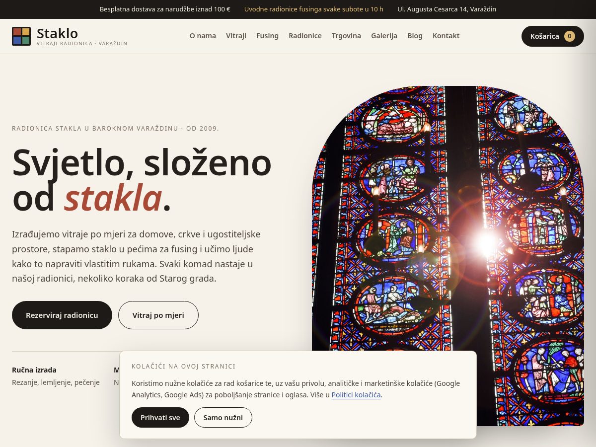 Landing-page snapshot of vitrajiradionica.shop