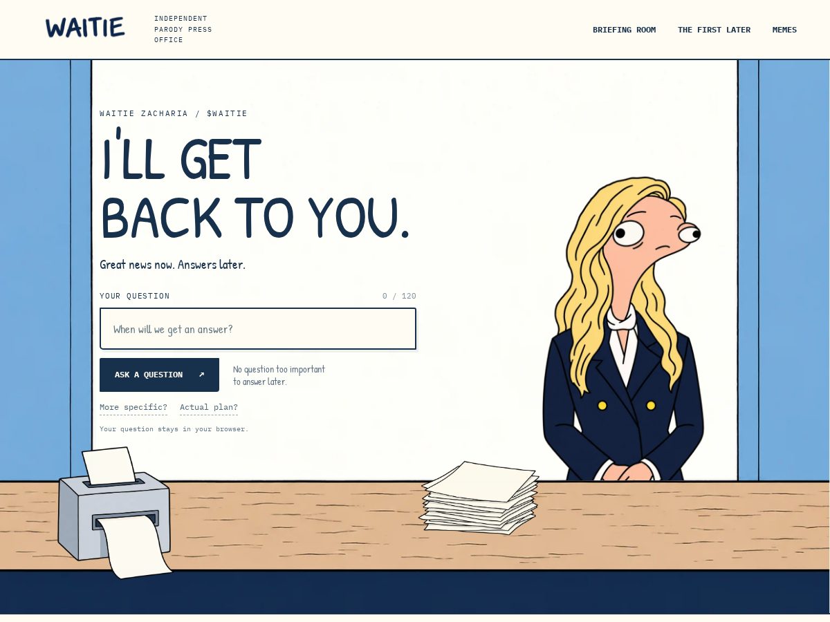 Landing-page snapshot of waitie.online