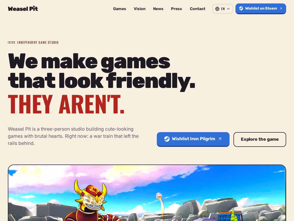 Landing-page snapshot of weaselpit.com