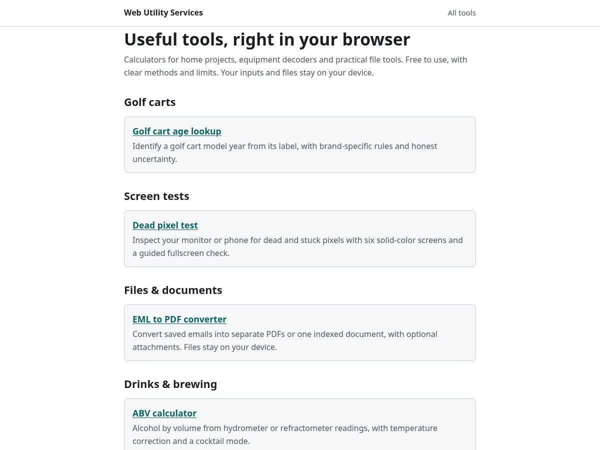 Landing-page snapshot of webutilityservices.com