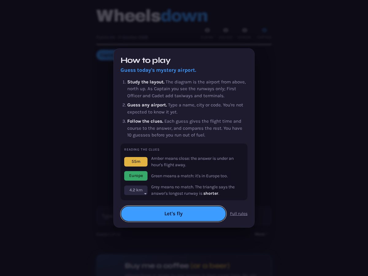 Landing-page snapshot of wheelsdown.fyi