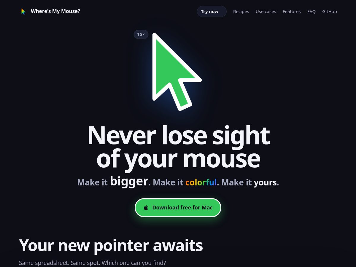 Landing-page snapshot of whereismymouse.com