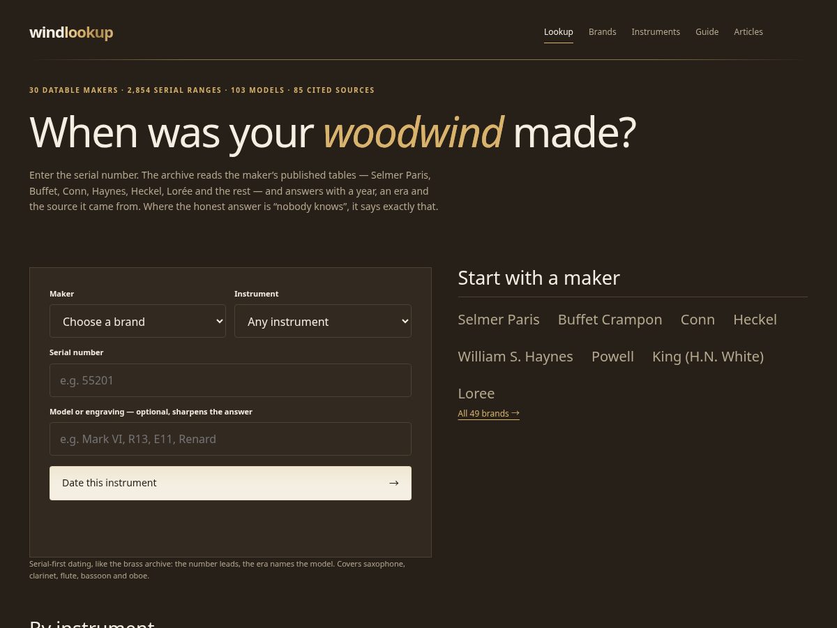 Landing-page snapshot of windlookup.com