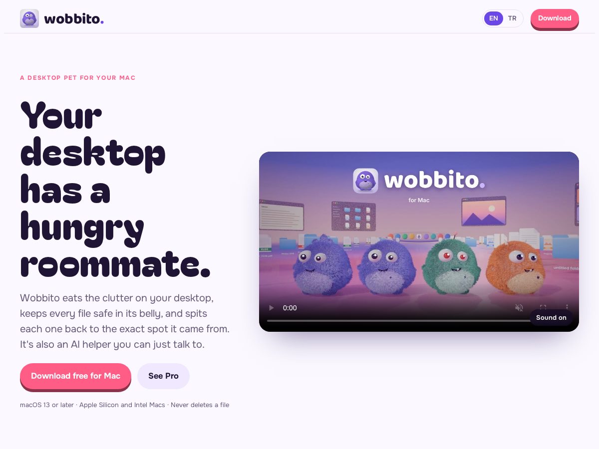 Landing-page snapshot of wobbito.app