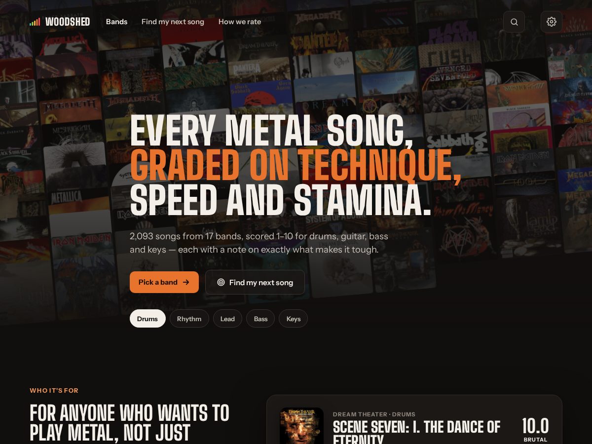 Landing-page snapshot of woodshedmetal.com