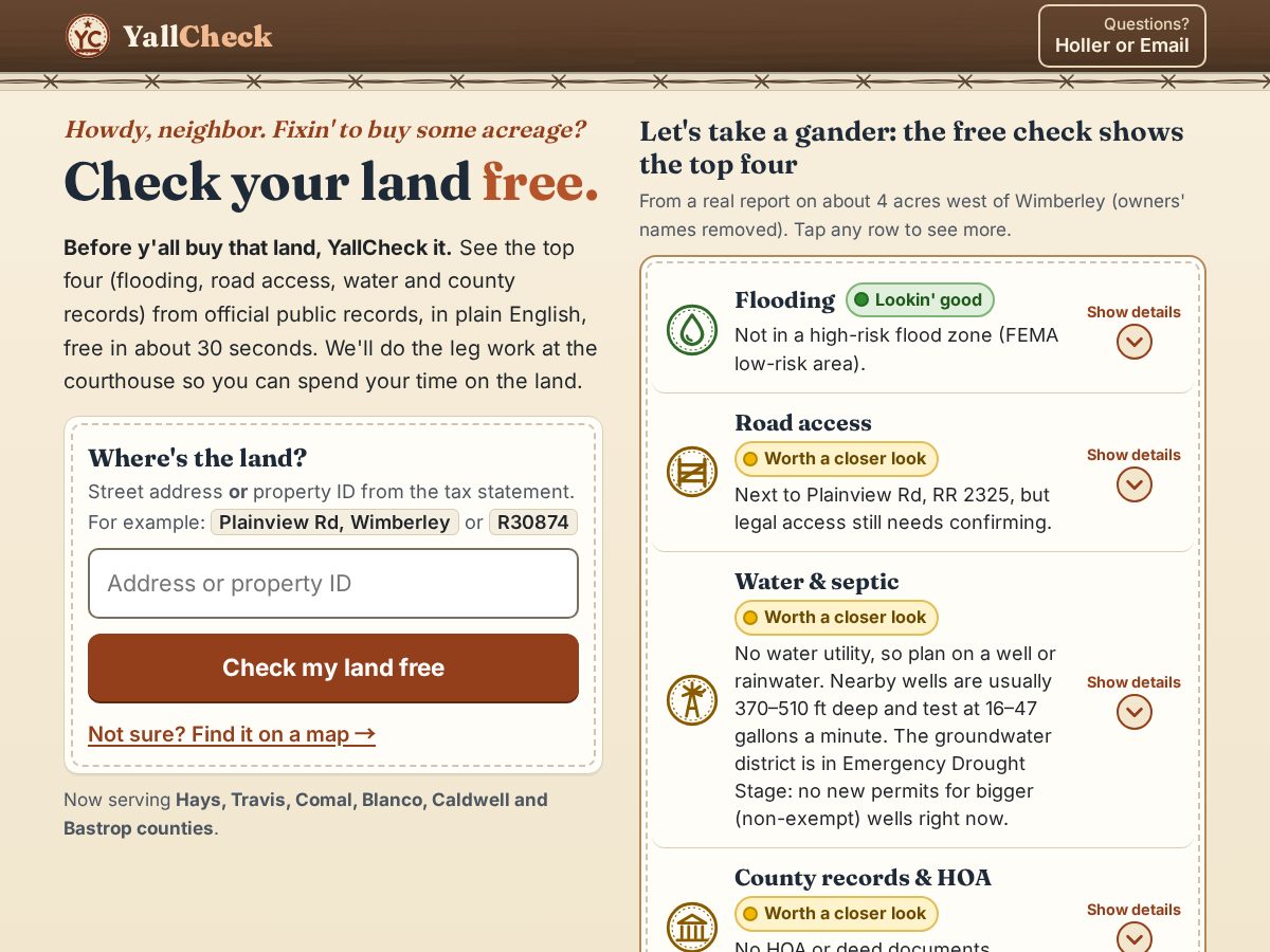Landing-page snapshot of yallcheck.com