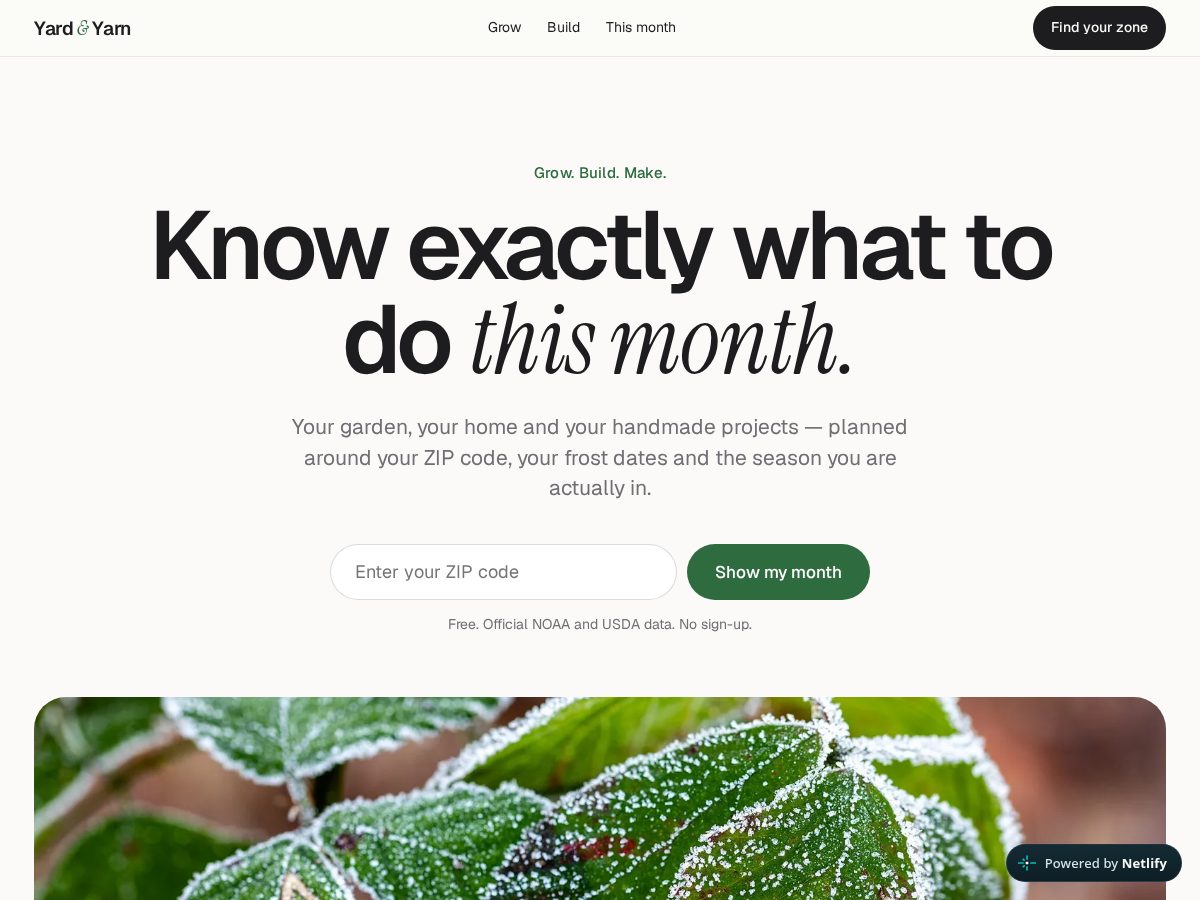 Landing-page snapshot of yardyarn.com