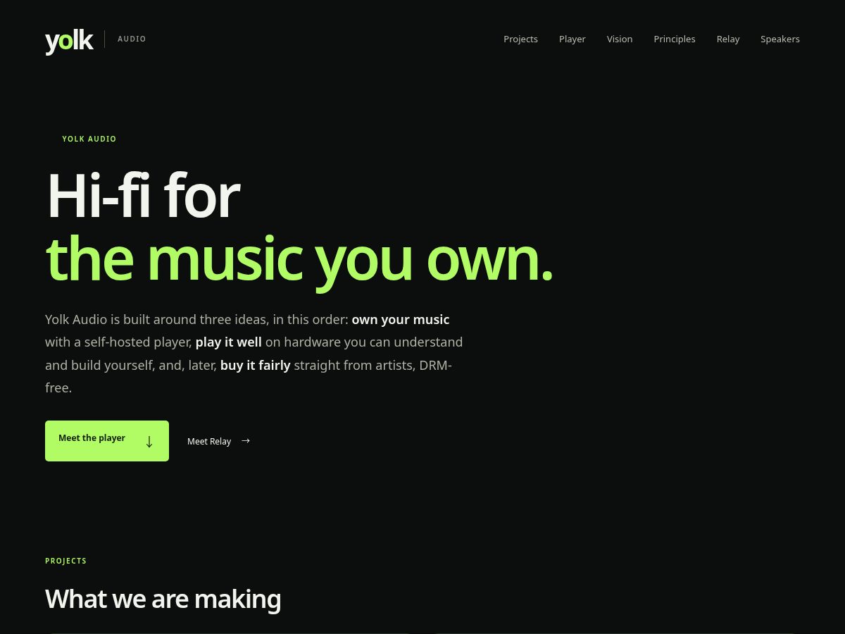 Landing-page snapshot of yolkaudio.xyz