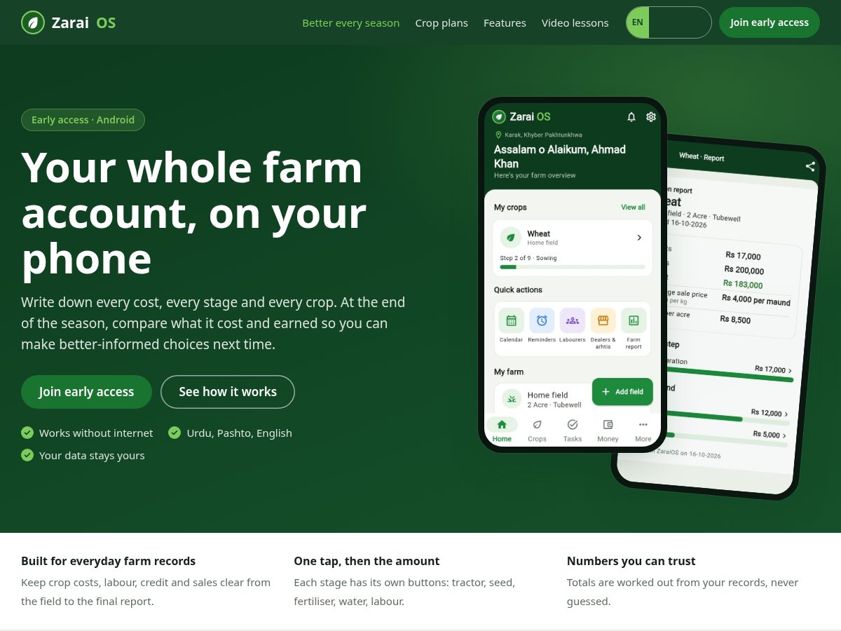 Landing-page snapshot of zaraios.com