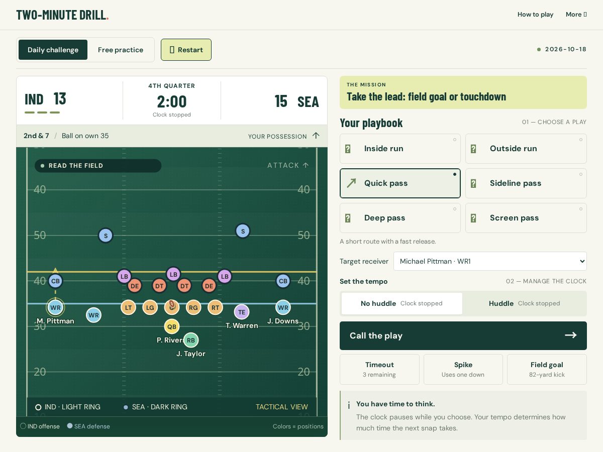 Landing-page snapshot of 2minutedrillgame.com