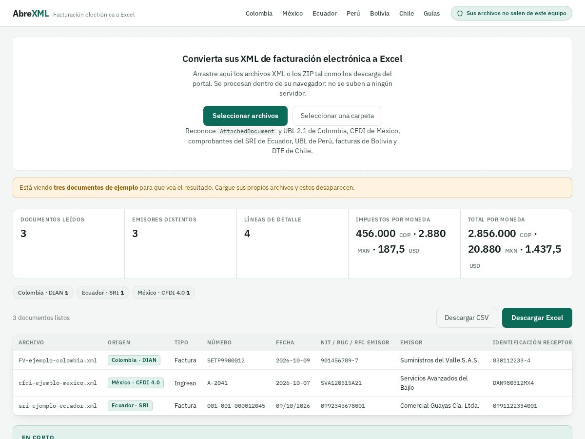 Landing-page snapshot of abrexml.com