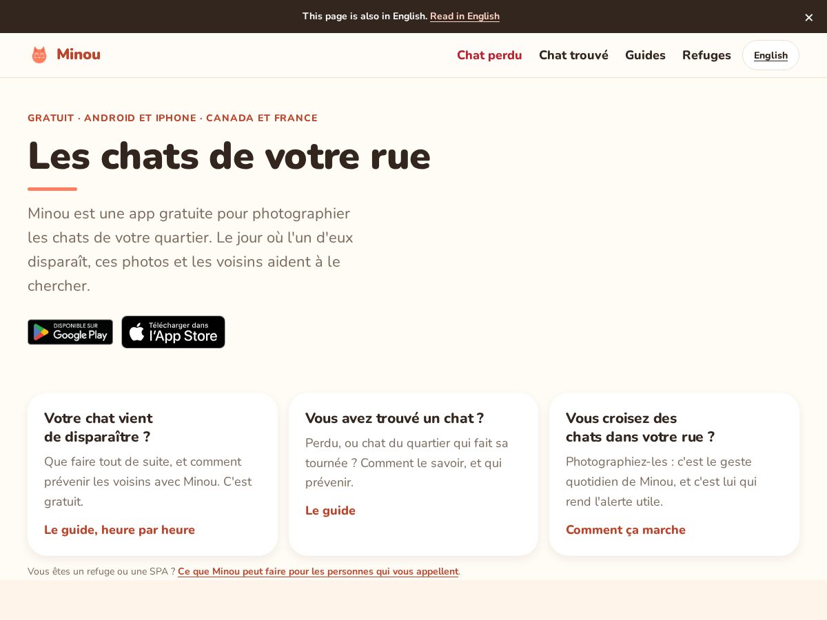 Landing-page snapshot of appminou.com