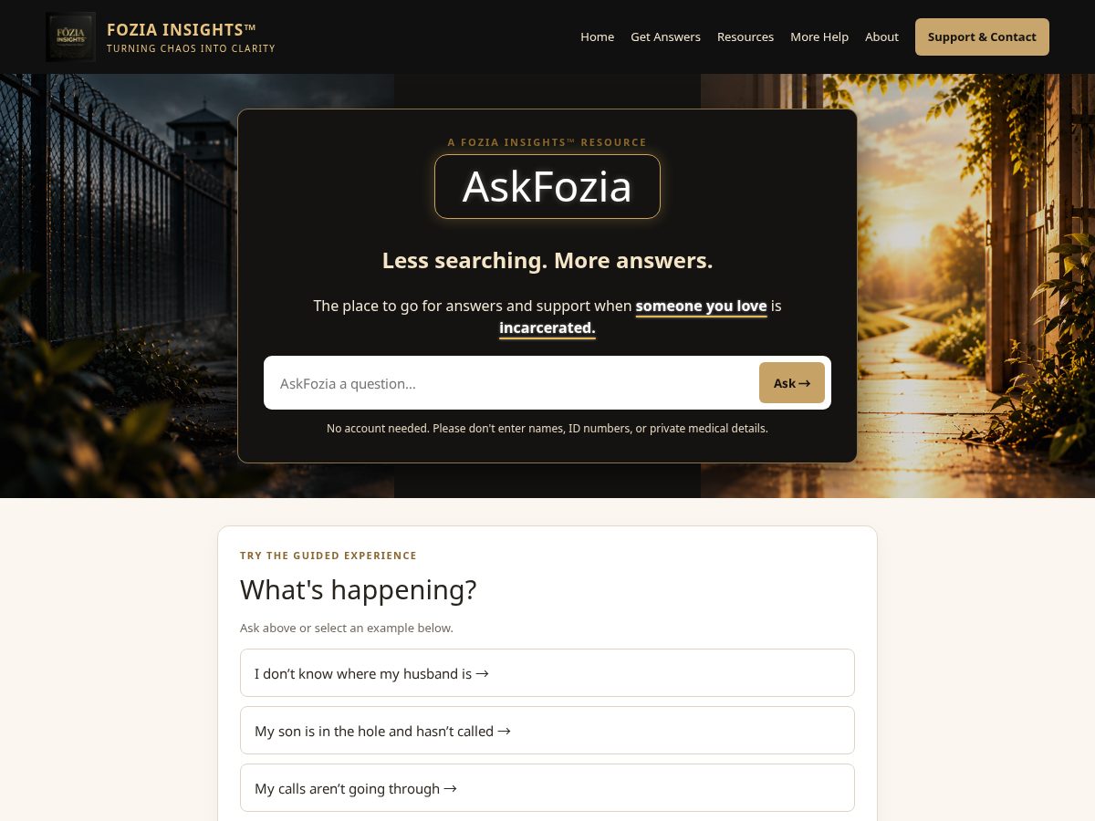 Landing-page snapshot of askfozia.com