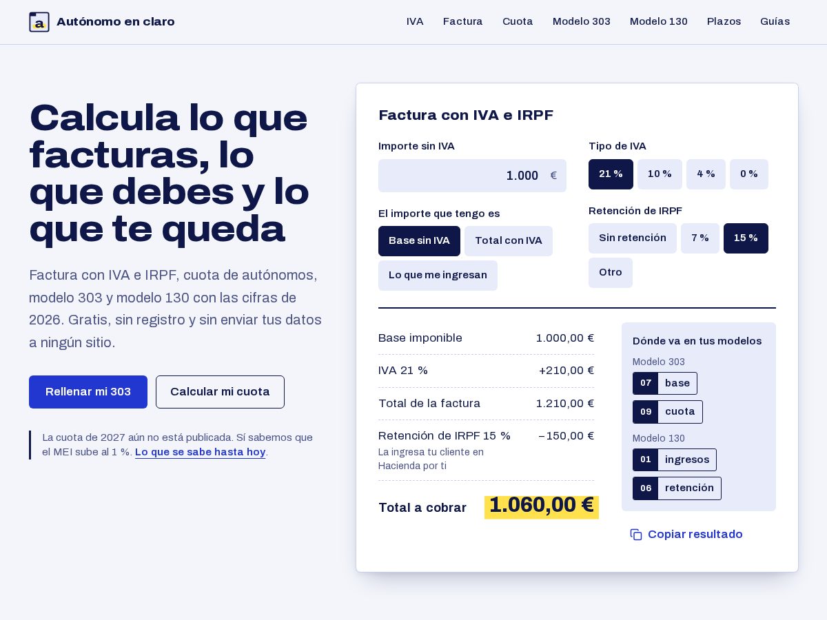 Landing-page snapshot of autonomoenclaro.com