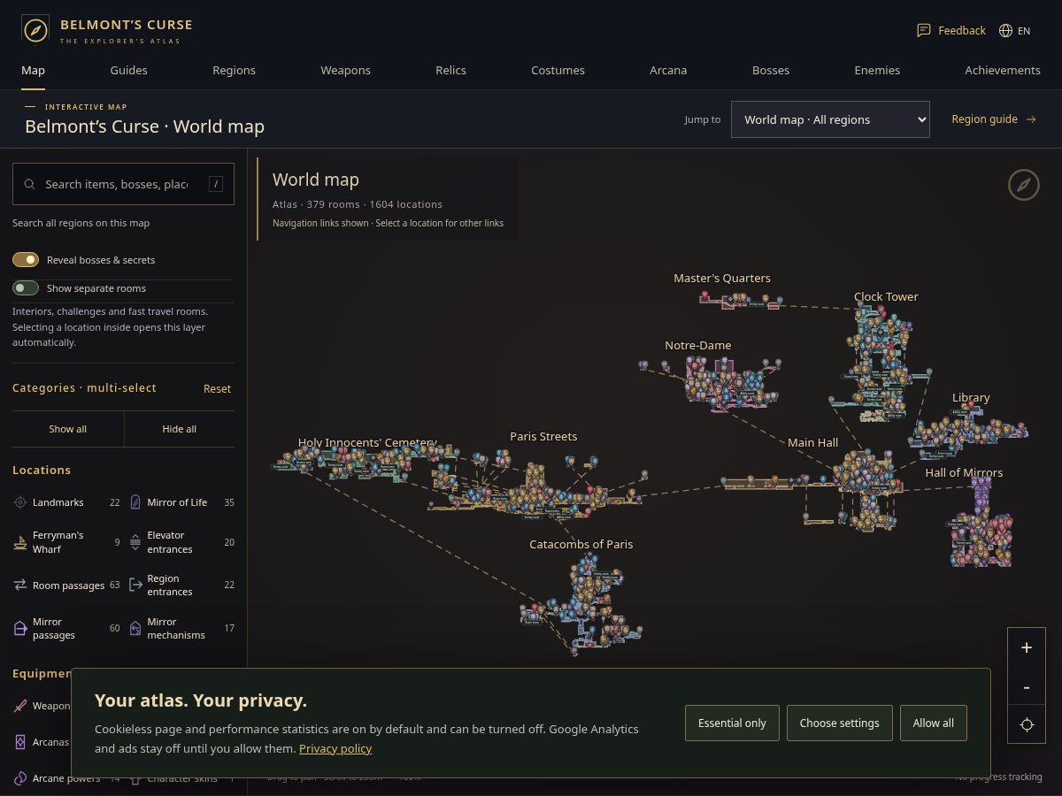 Landing-page snapshot of belmontscursemap.com