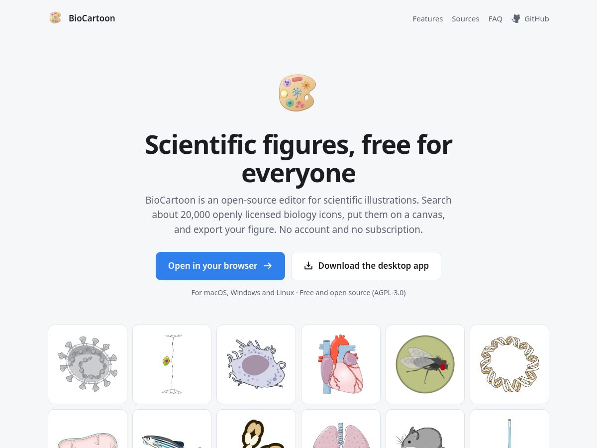 Landing-page snapshot of biocartoon.com