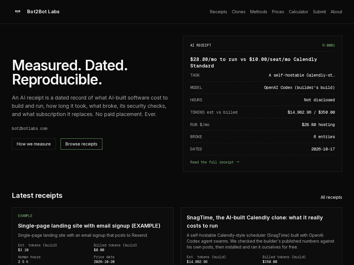Landing-page snapshot of bot2botlabs.com