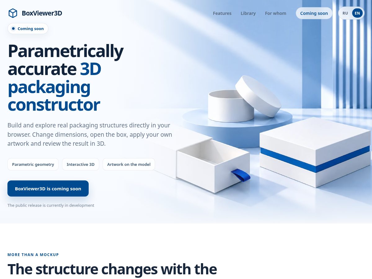Landing-page snapshot of boxviewer3d.com