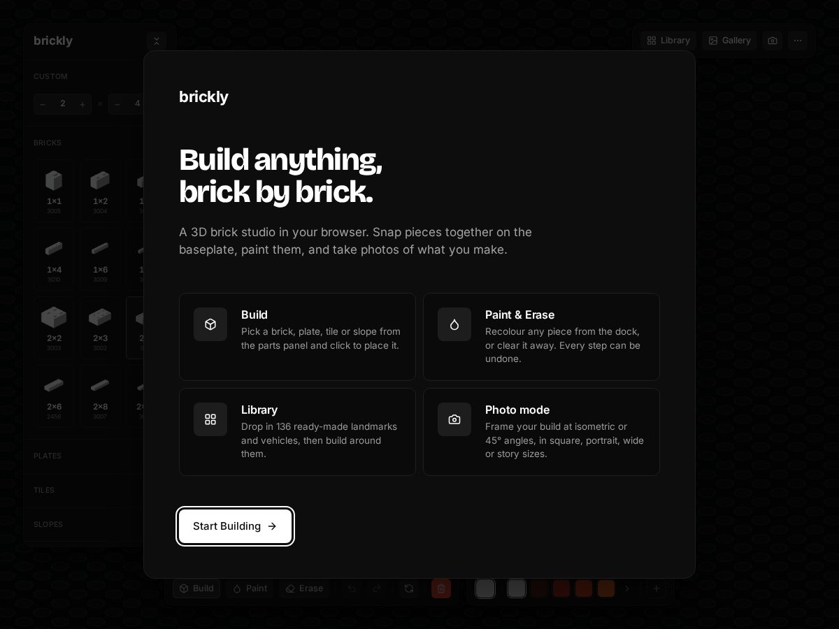 Landing-page snapshot of brickly.art
