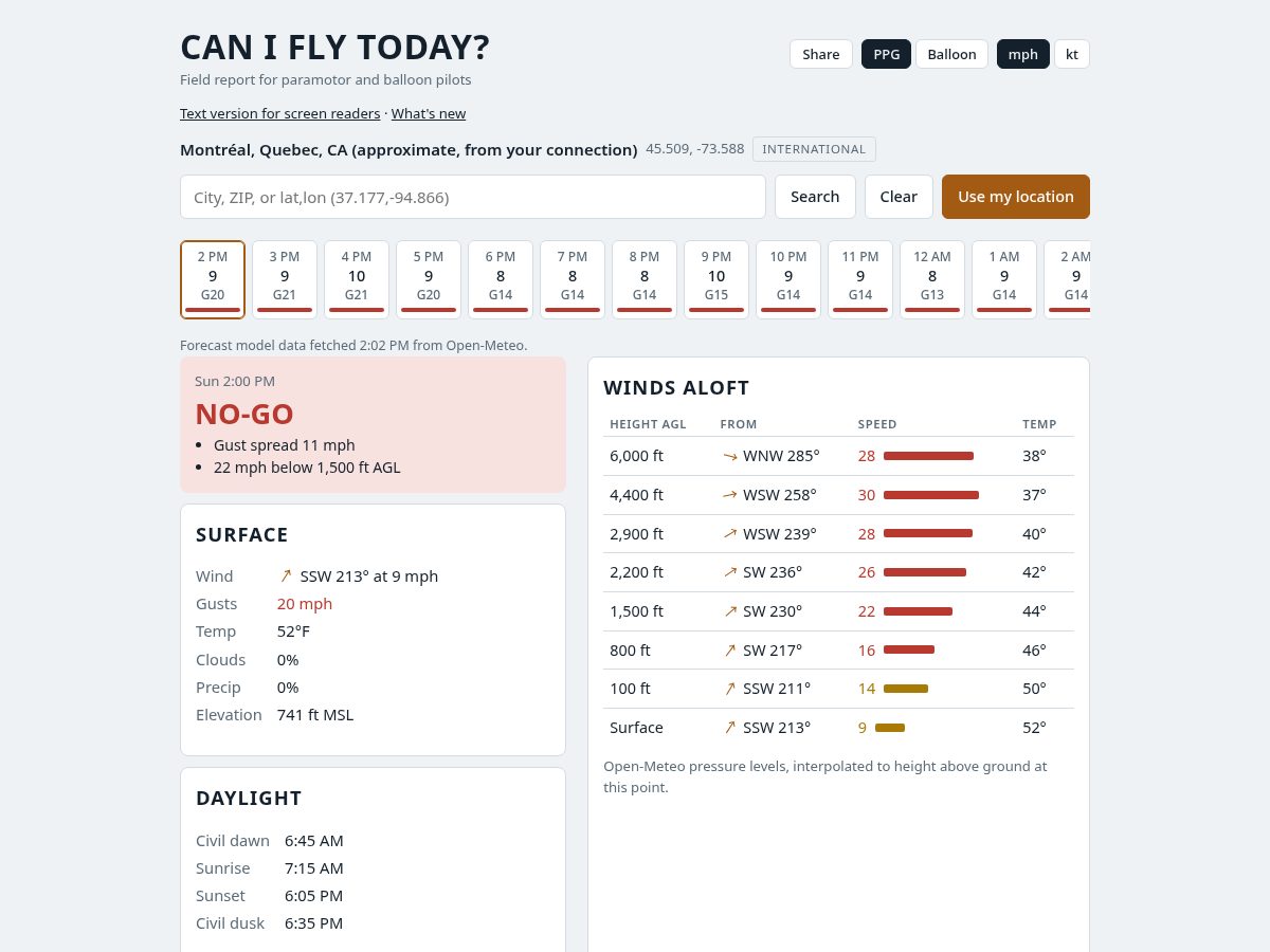 Landing-page snapshot of caniflytoday.com