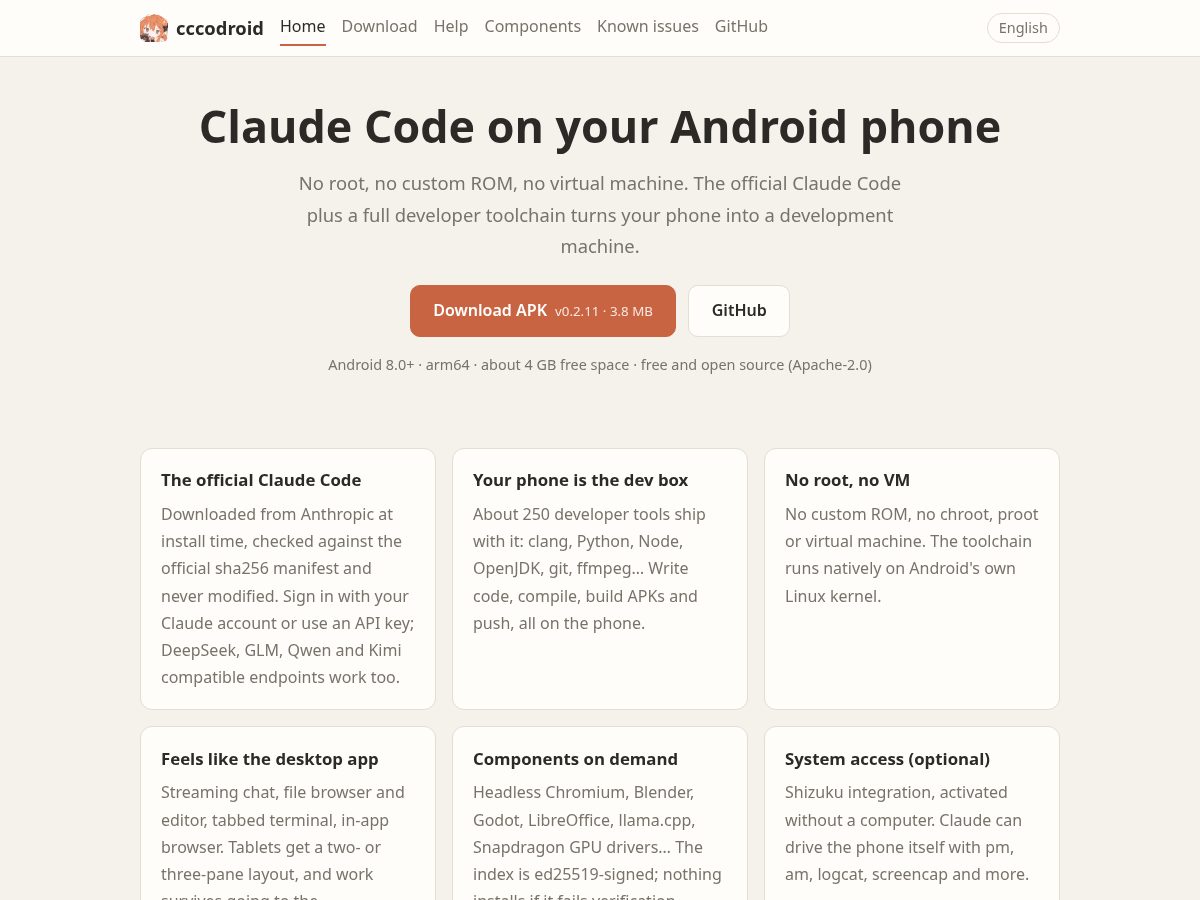Landing-page snapshot of cccodroid.net