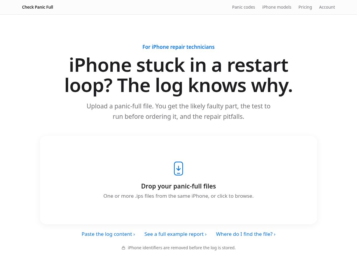 Landing-page snapshot of checkpanicfull.com