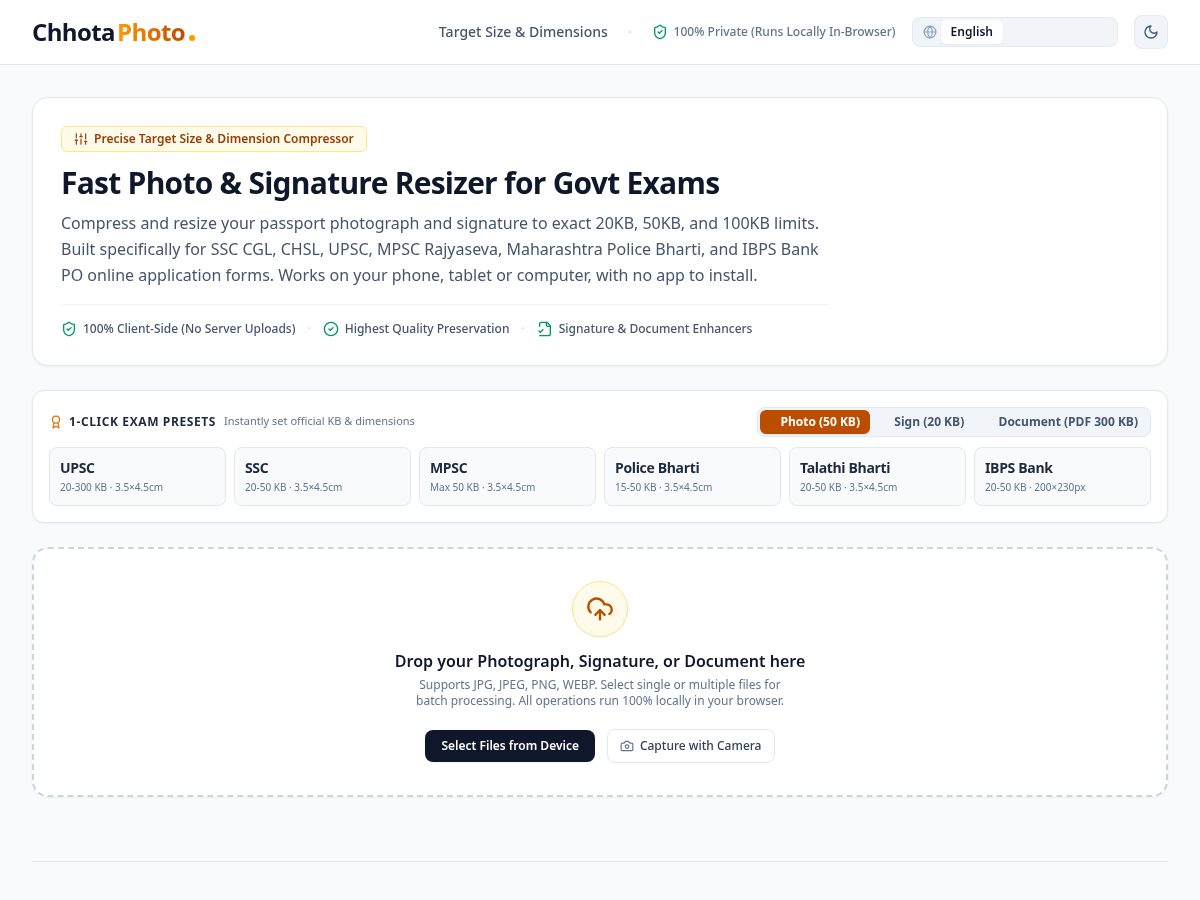 Landing-page snapshot of chhotaphoto.com