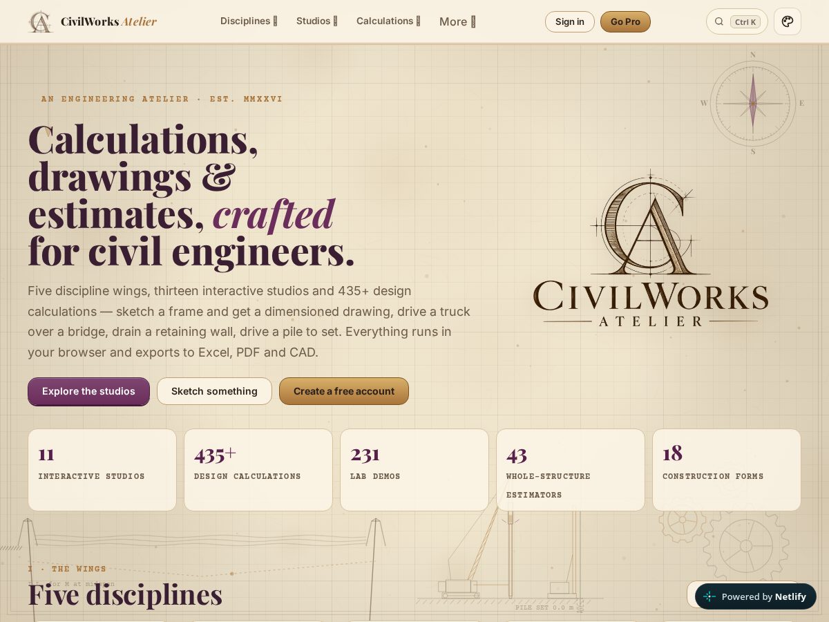 Landing-page snapshot of civilworksatelier.com