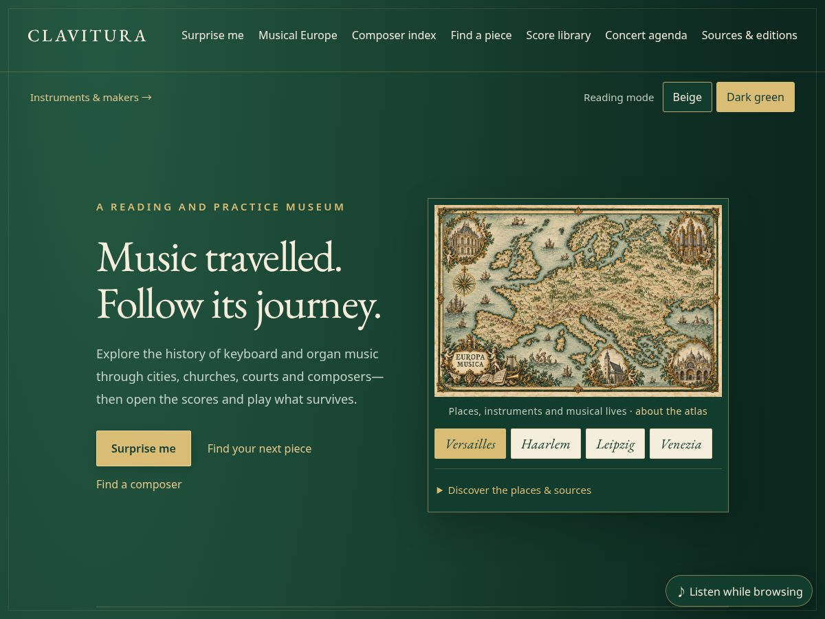 Landing-page snapshot of clavitura.com
