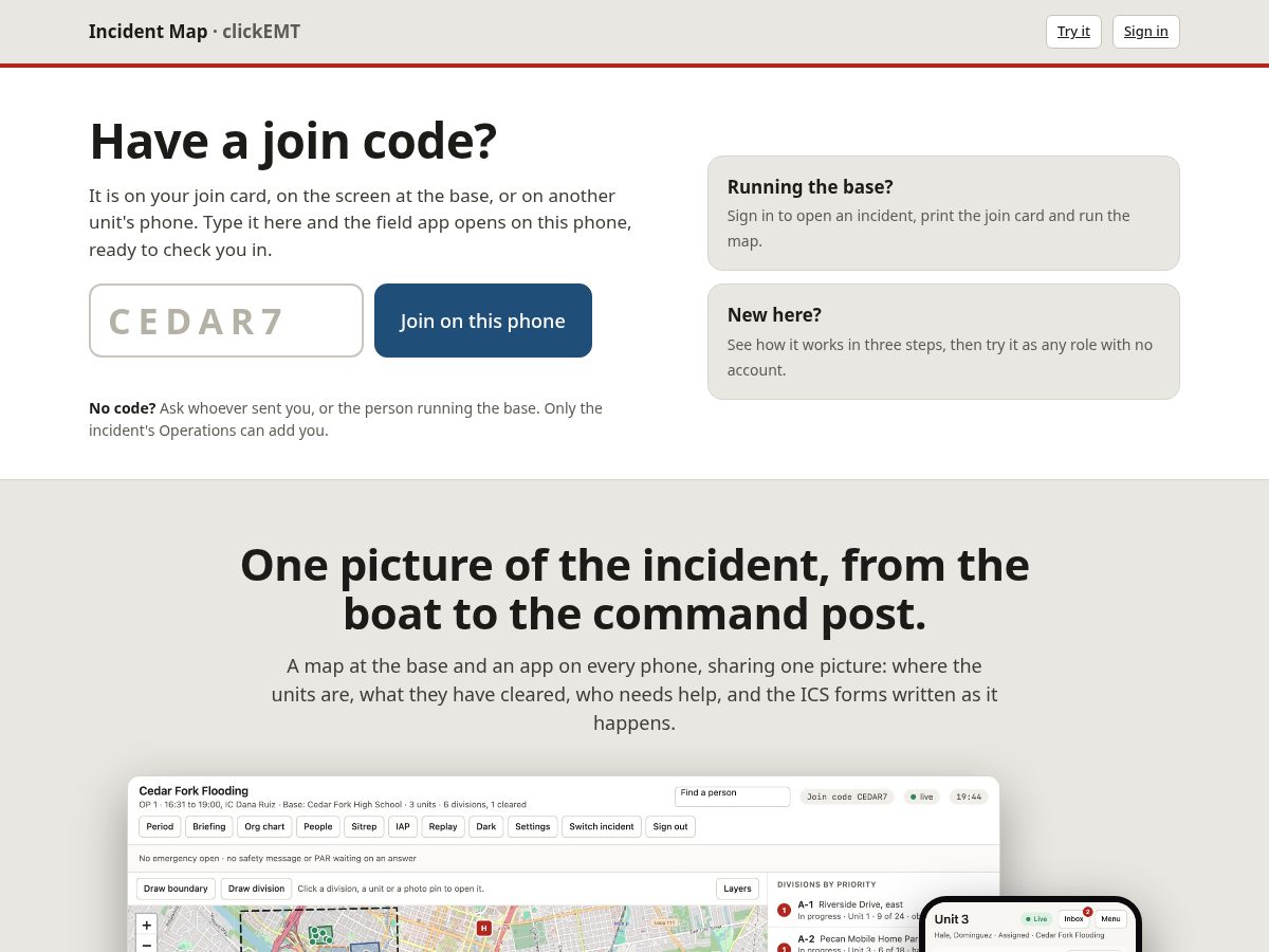 Landing-page snapshot of clickemt.com