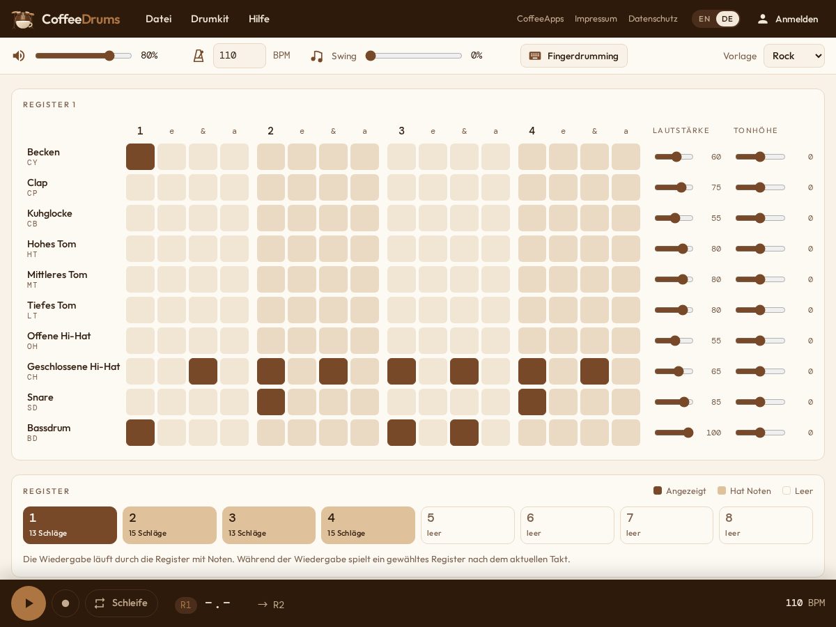 Landing-page snapshot of coffeedrums.com