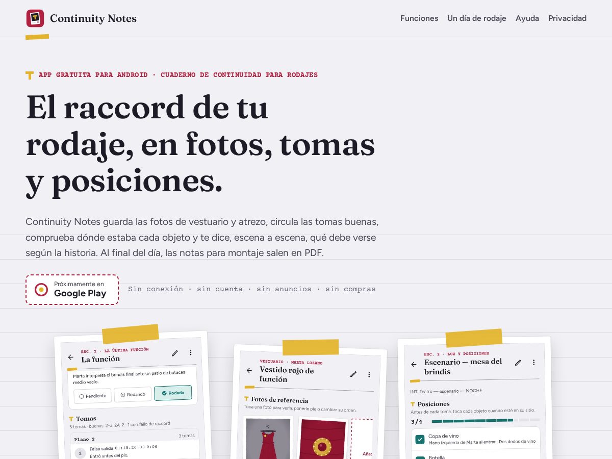 Landing-page snapshot of continuitynotes.site