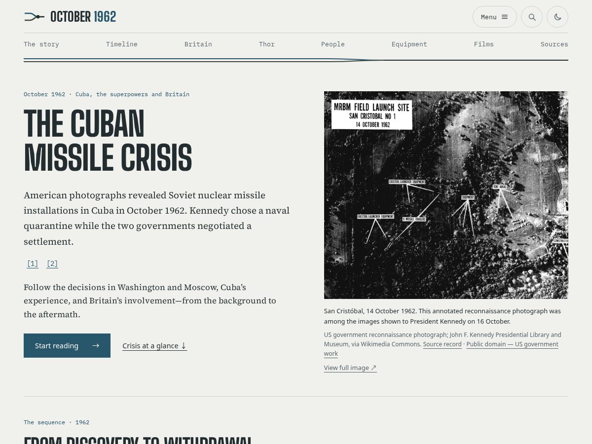 Landing-page snapshot of cubancrisis1962.com