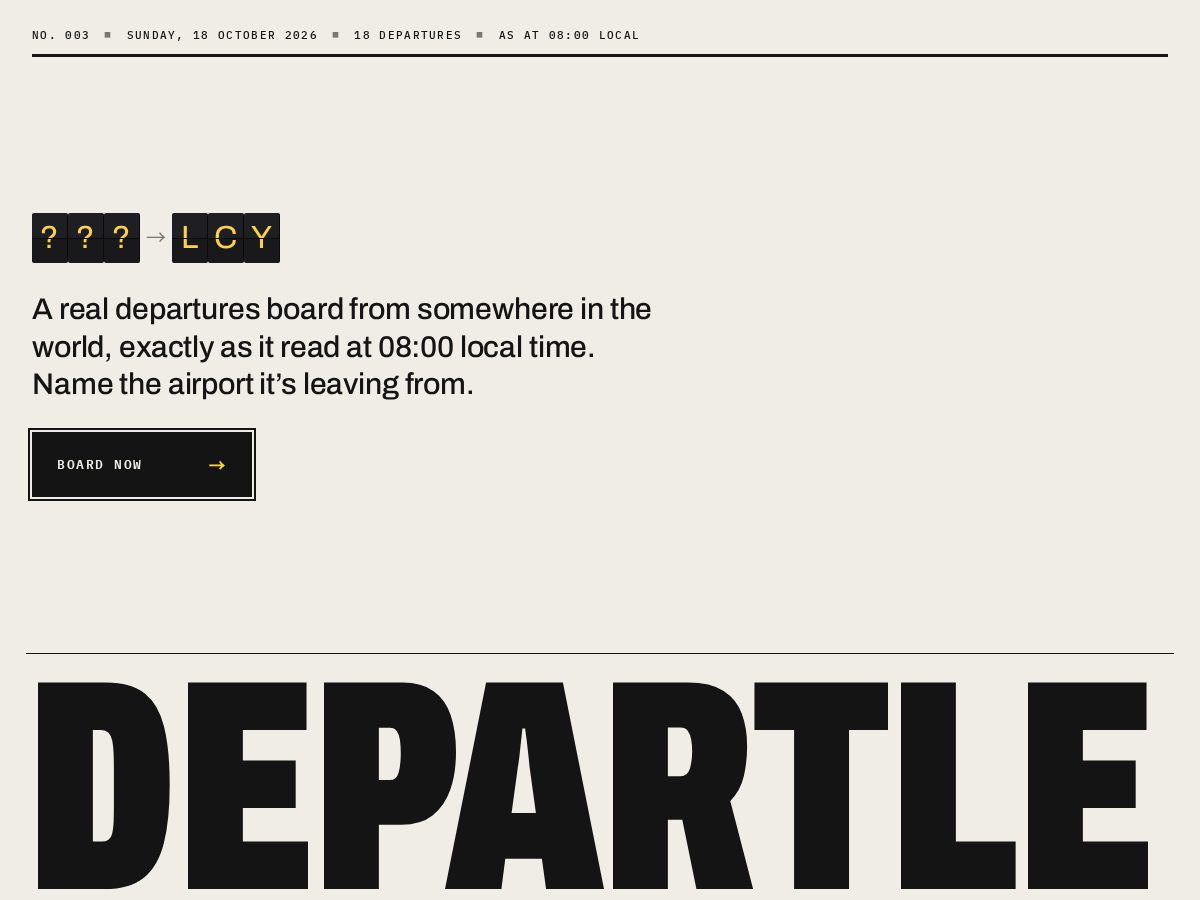 Landing-page snapshot of departle.world