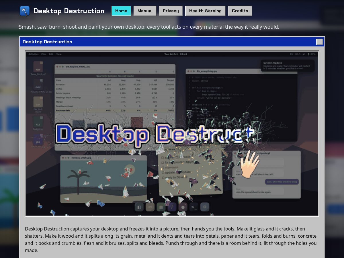 Landing-page snapshot of desktopdestruction.com