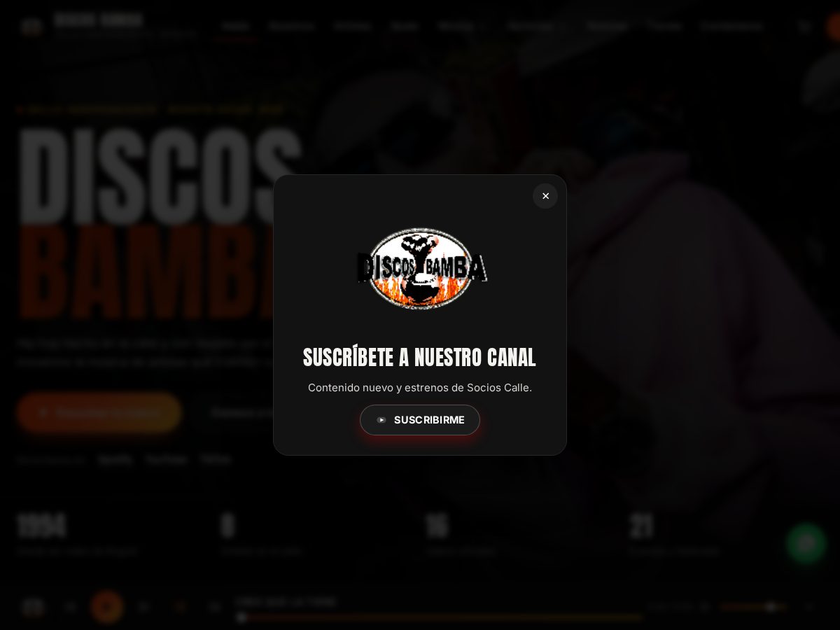 Landing-page snapshot of discosbamba.com