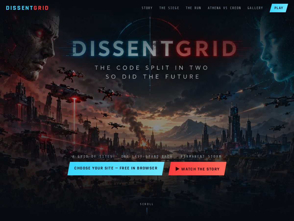 Landing-page snapshot of dissentgrid.com